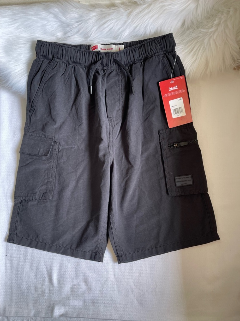 Levi’s Big Boys Black Cargo Drawstring Shorts Various Sizes. Brand New With Tags